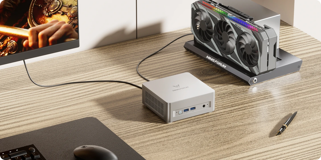 UM880 Plus aangesloten op een extern grafisch dock